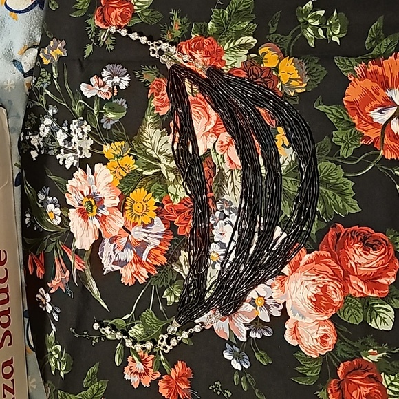 1950s iridescent bugle beads w/ aurora borealis stones - Picture 1 of 5